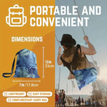 Load image into Gallery viewer, Portable bag with dimensions and features displayed, person using the bag in the background.