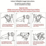 Load image into Gallery viewer, Step-by-step instructions for inflating an indoor inflatable product with illustrations and text.