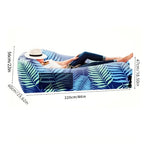 Load image into Gallery viewer, Inflatable lounge chair with leaf pattern and dimensions displayed
